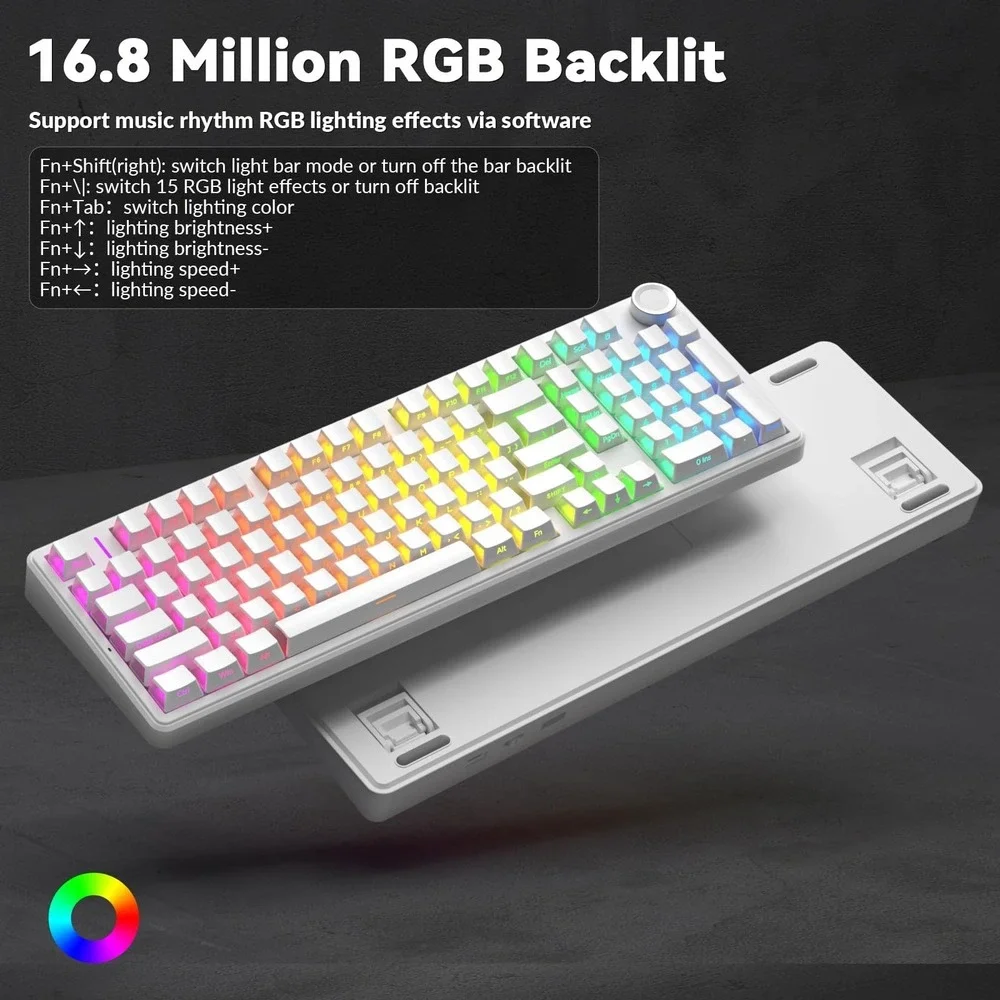 AULA F99 Pro Wireless Mechanical Keyboard Silent White RGB Hot Swappable Gaming